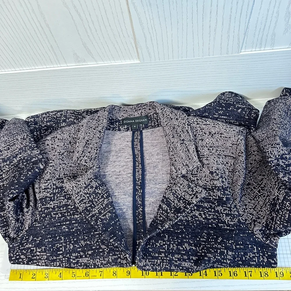 Donna Degnan Blazer Women Size 8‎ Pink Blue Knit Texture Cotton Blend Coquette